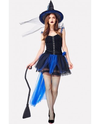 Blue Mesh Witch Dress Halloween Costume