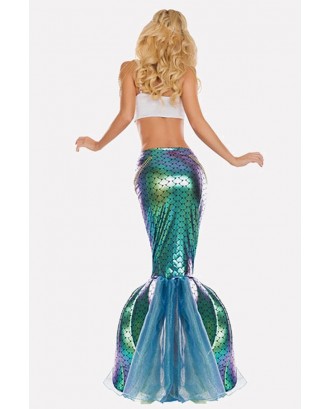Teal Mermaid Dress Sexy Halloween Cosplay Costume