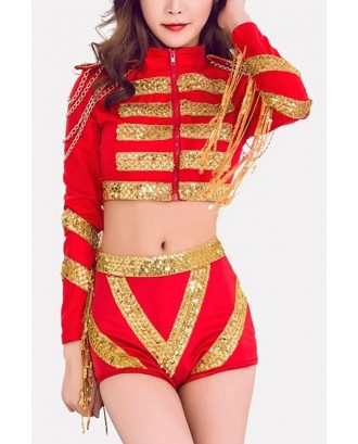 Red Sequins Dancer Sexy Halloween Costume