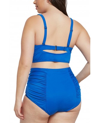 Blue Push Up Bikini Plus Size High Waist Swimsuit