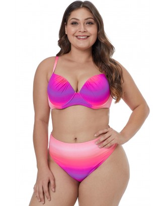 Rose Gradient Color Plus Size Swimwear