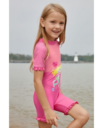 Pink Little Mermaid Princess Cute Girls Swimsuit
