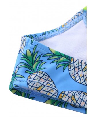 Pineapple Print Little Girls Bikini with Shoulder Straps