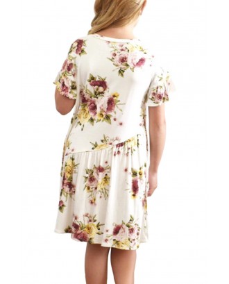 White Girls Floral Print Dress