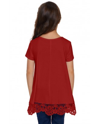 Red Girls Short-sleeved Top