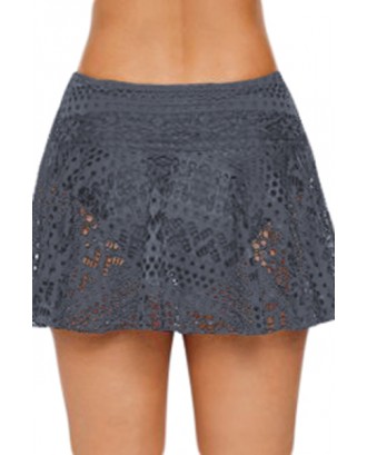Gray Crochet Lace Skirted Bikini Bottom