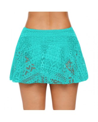 Green Crochet Lace Skirted Bikini Bottom