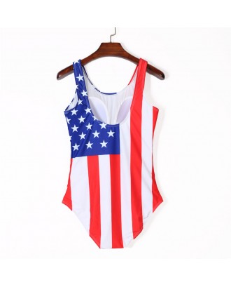 American Flag Print One Piece Swimsuit