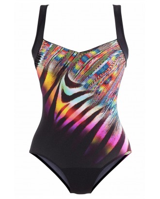 Multicolor Neon Tie Dye Print Maillot Swimsuit