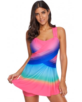 Rosy Ombre Tie Dye Swim Dress with Shorts