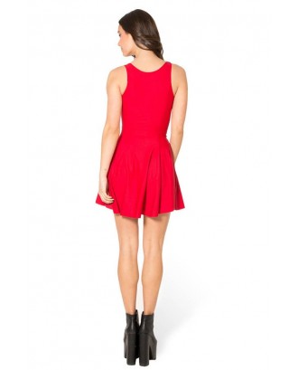 Red Zip Up Front Sleeveless Skater Dress