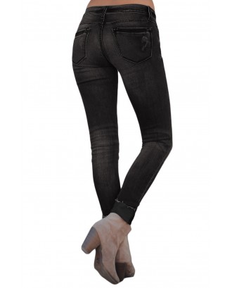 Black Ripped Skinny Stretch Jeans