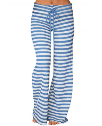 Blue White Striped Wide Leg Pants