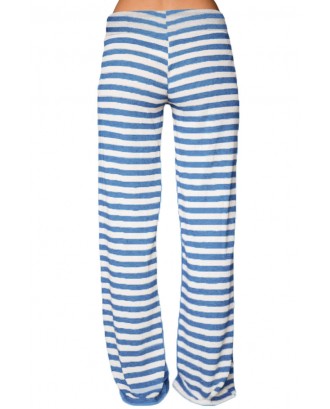 Blue White Striped Wide Leg Pants