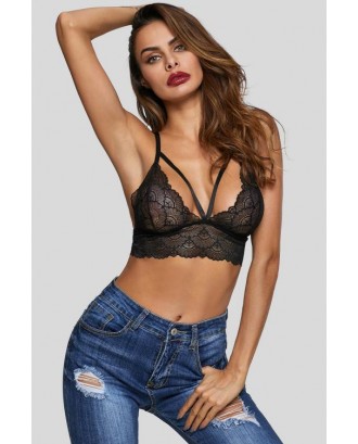 Sexy Scalloped Lace Strappy Caged Lingerie Bra