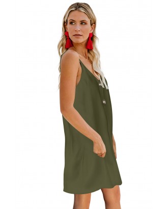 Green Buttoned Slip Dress