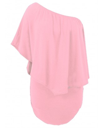 Multiple Dressing Layered Pink Mini Poncho Dress
