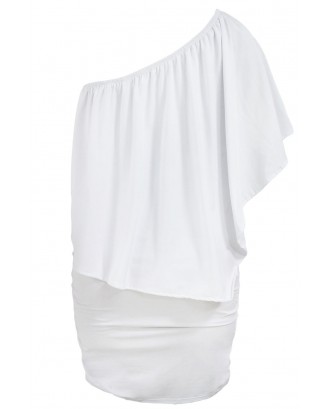 Multiple Dressing Layered White Mini Poncho Dress