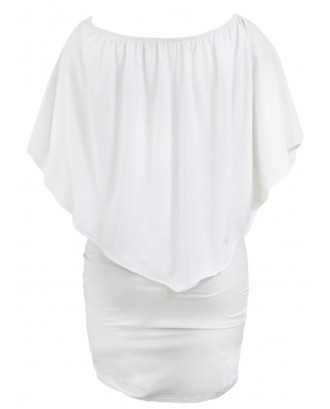 Multiple Dressing Layered White Mini Poncho Dress