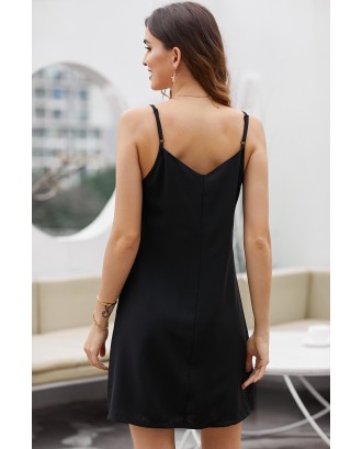Black Buttoned Slip Dress
