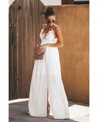 White Essence of Beauty Cotton Pocket Maxi Dress