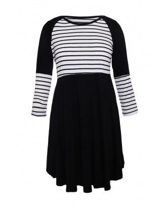 Black Chic Blocked Stripe Jersey Dress