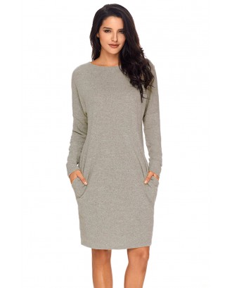 Gray Pocketed Loose Fit Dress