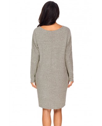 Gray Pocketed Loose Fit Dress