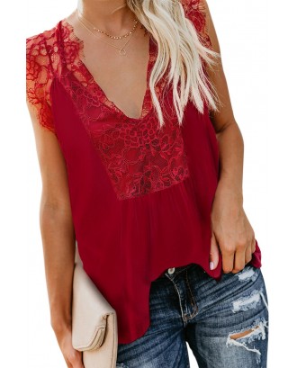 Red From A Dream Lace Tank Top with Vest