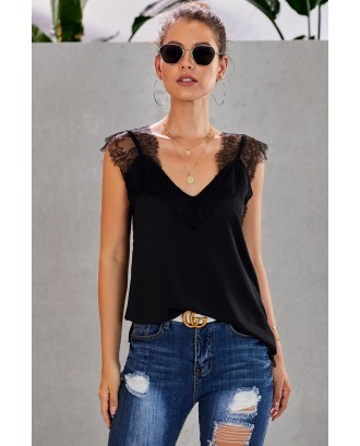 Black One More Night Lace Cami Tank