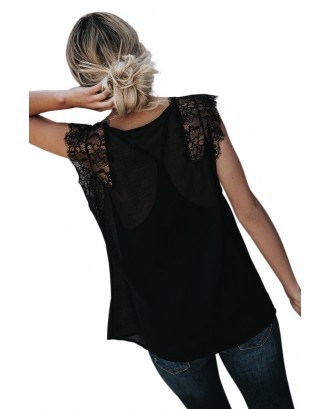 Black From A Dream Lace Tank Top with Vest