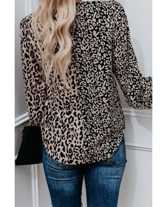 Leopard Out Of Sight Mixed Print Drape Blouse