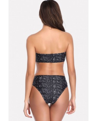 Black Star Bandeau Padded Brazilian Bikini Swimsuit