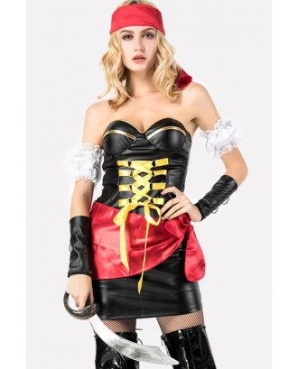 Black Strapless Dress Pirate Cosplay Costume