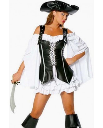 Black White Sexy Pirate Dress Halloween Costume